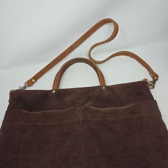 ALI GOLDEN Brown and Black Suede Tote Bag Reversible - Picture 4 of 16